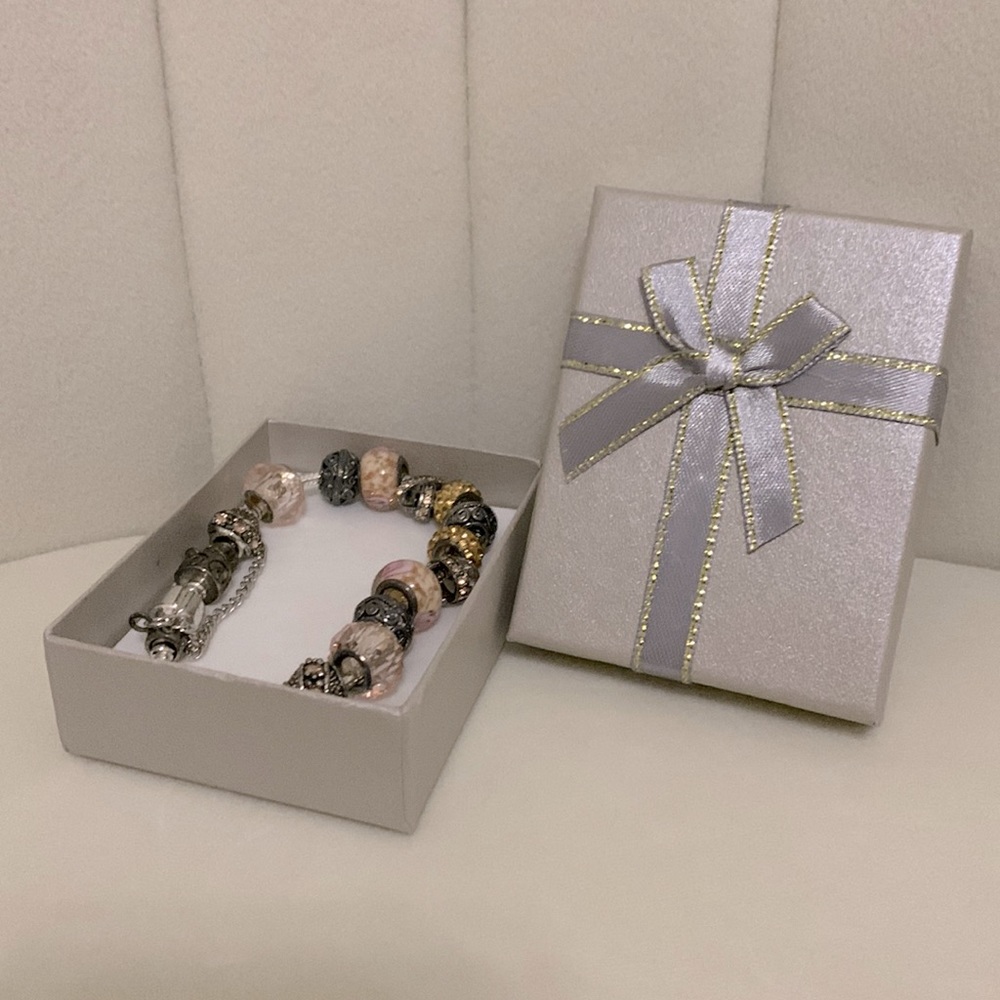 Silver Bracelet with Multicoloured Charms